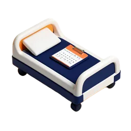 Hospital bed with an appointment sheet
