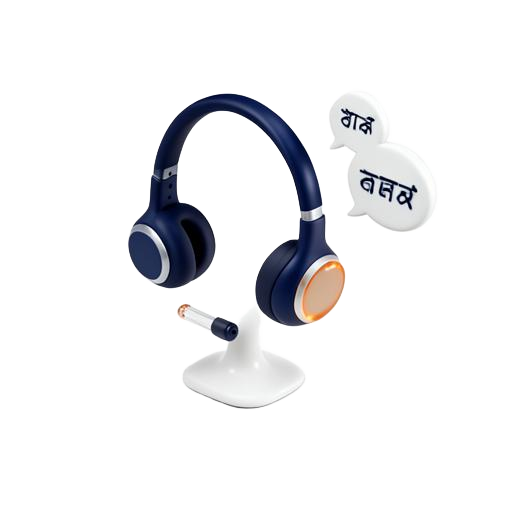 Interpreter headset with speech bubbles