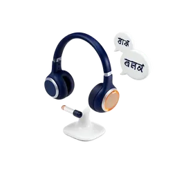 Interpreter headset with speech bubbles