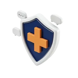 Shield with a medical cross and messages