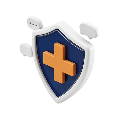 Shield with a medical cross and messages