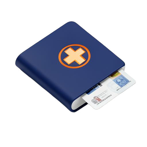 Passport with a medical visa card